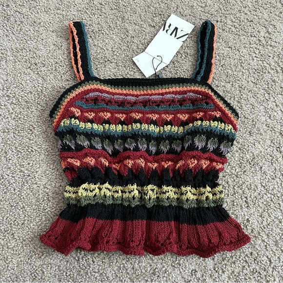 Zara Tops - Zara Top Womens Size M Knit Striped Peplum Shirt